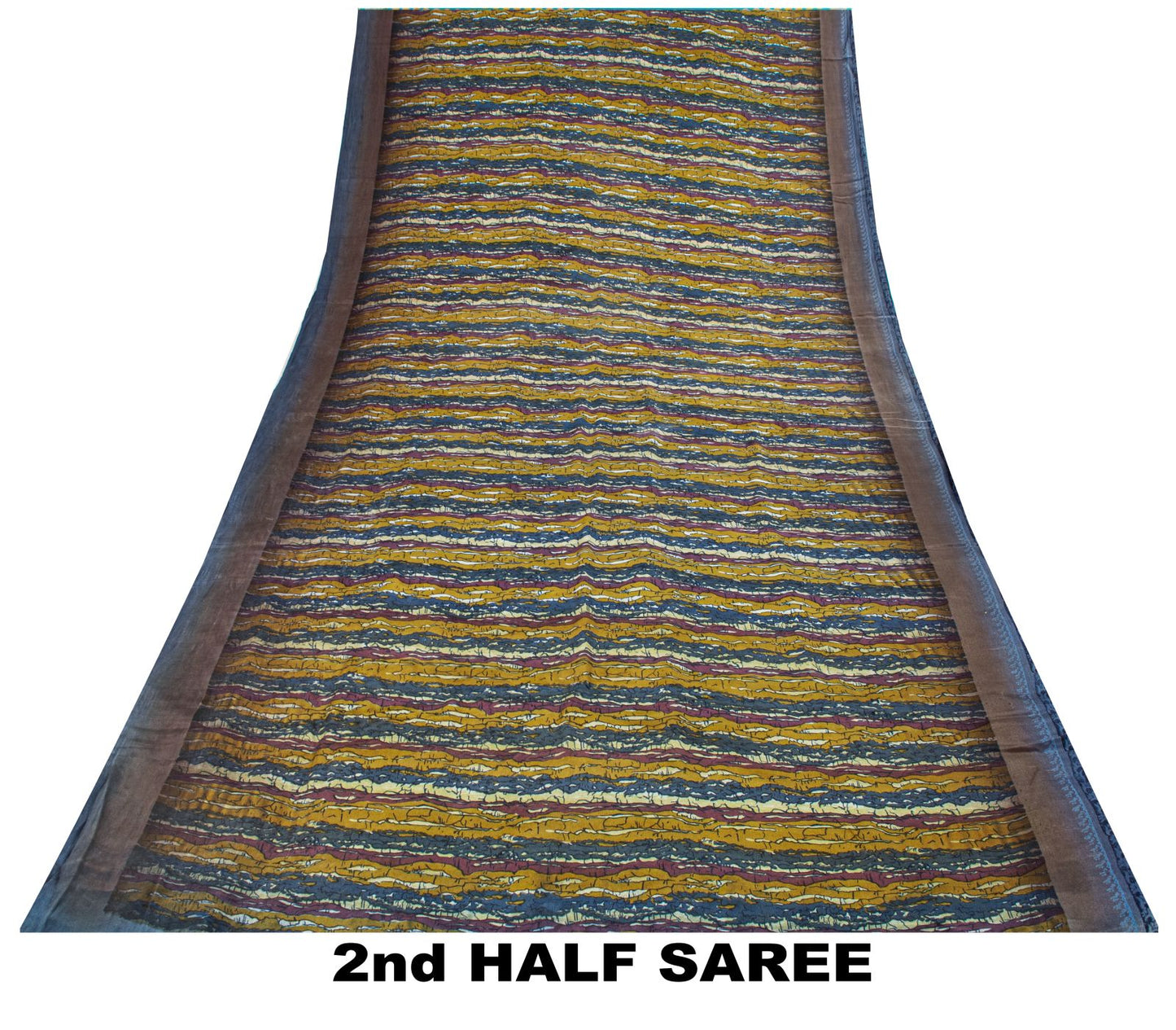 Sanskriti Vintage Saree Blue Pure Crepe Abstract Print Sari 5.5Yard Craft Fabric