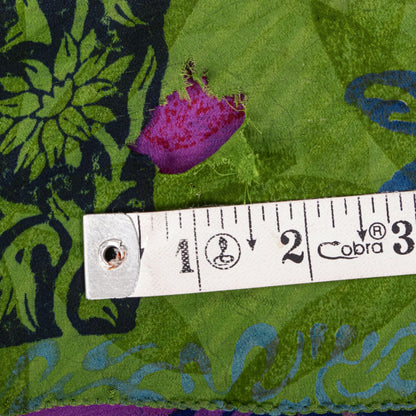 Sanskriti Vintage Saree Purple-Green Pure Crepe Floral Print Sari 5+Yard Fabric