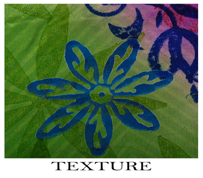Sanskriti Vintage Saree Purple-Green Pure Crepe Floral Print Sari 5+Yard Fabric
