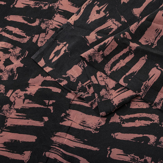 Sanskriti Vintage Saree Black Pure Crepe Abstract Printed Sari 5+Yd Craft Fabric