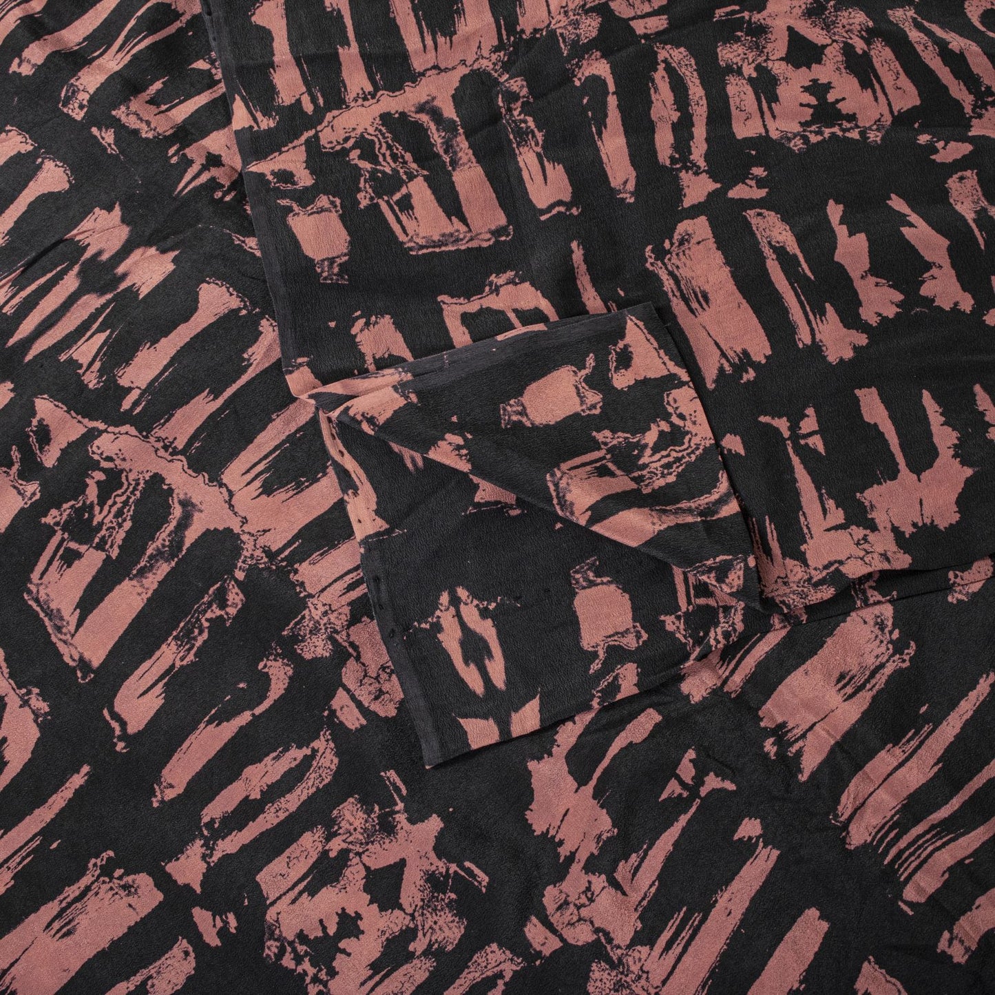 Sanskriti Vintage Saree Black Pure Crepe Abstract Printed Sari 5+Yd Craft Fabric