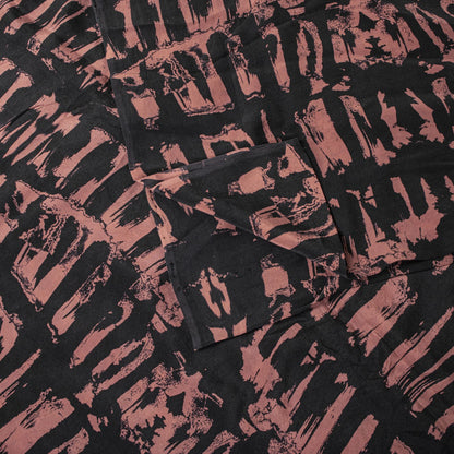 Sanskriti Vintage Saree Black Pure Crepe Abstract Printed Sari 5+Yd Craft Fabric