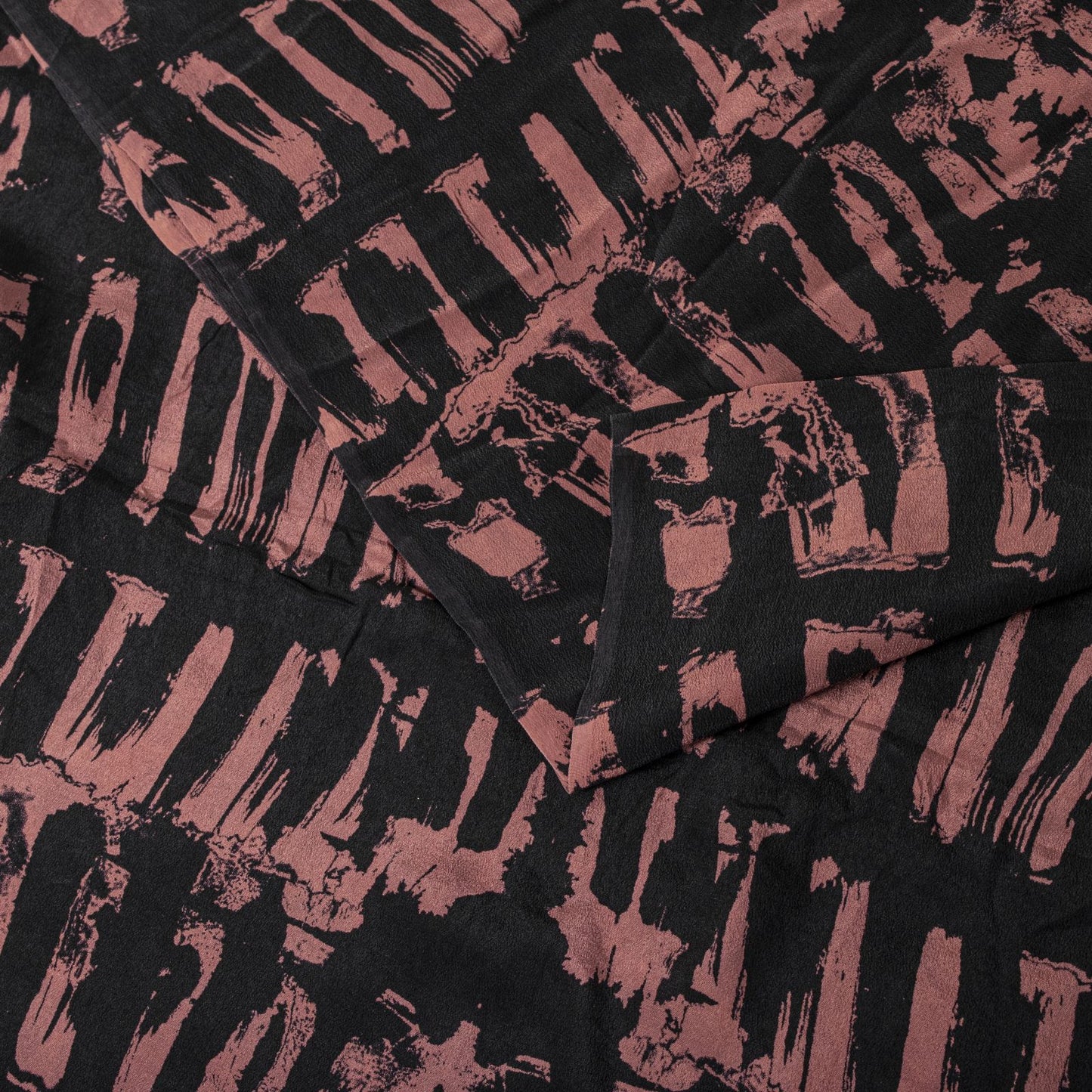 Sanskriti Vintage Saree Black Pure Crepe Abstract Printed Sari 5+Yd Craft Fabric