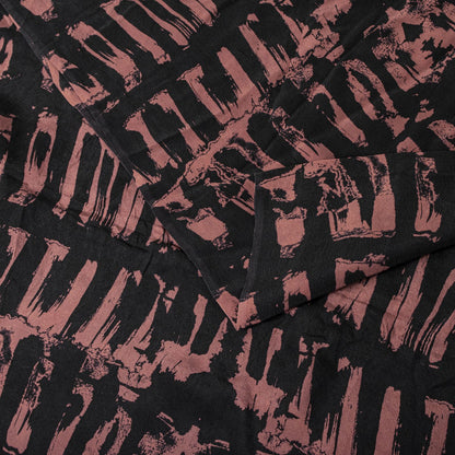 Sanskriti Vintage Saree Black Pure Crepe Abstract Printed Sari 5+Yd Craft Fabric
