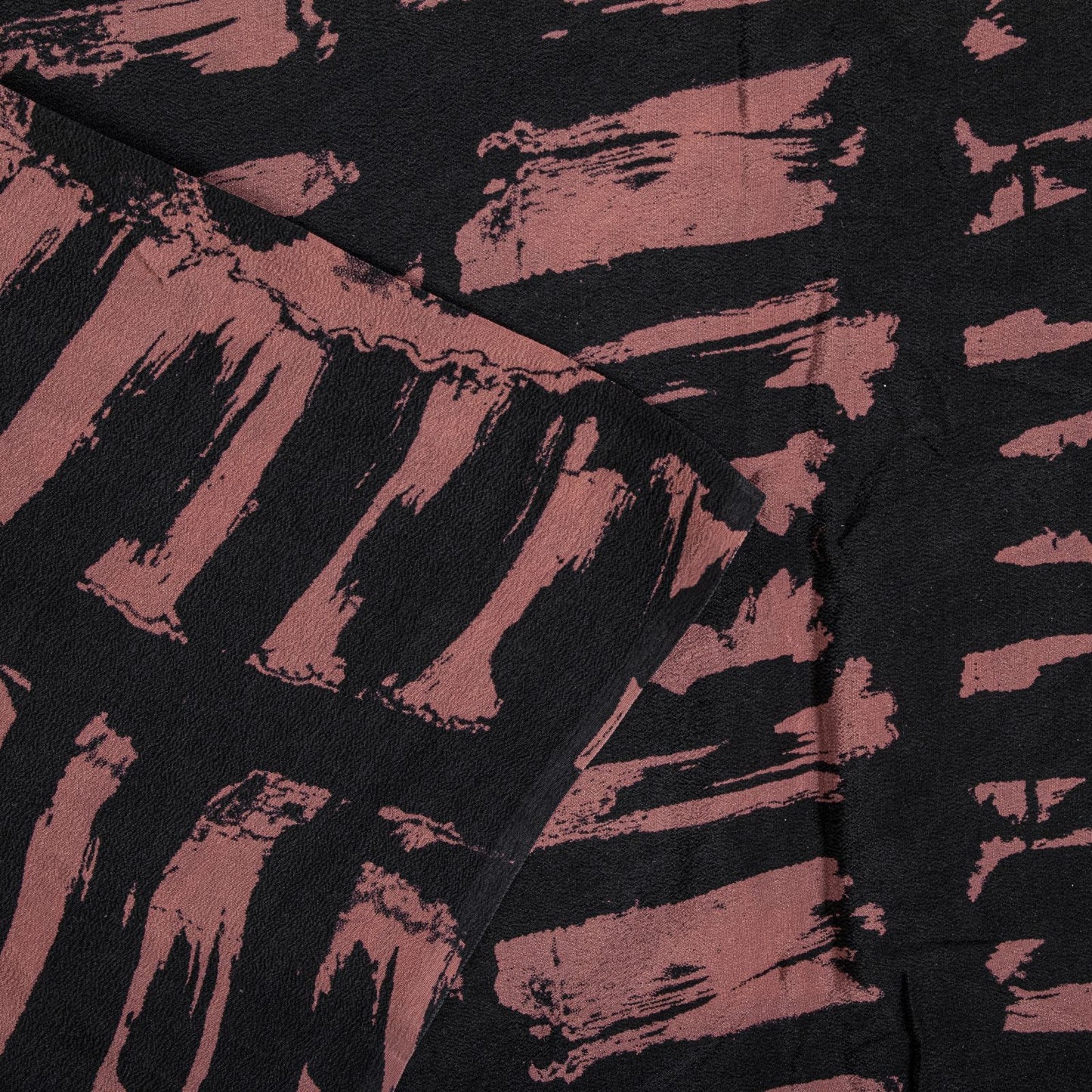 Sanskriti Vintage Saree Black Pure Crepe Abstract Printed Sari 5+Yd Craft Fabric
