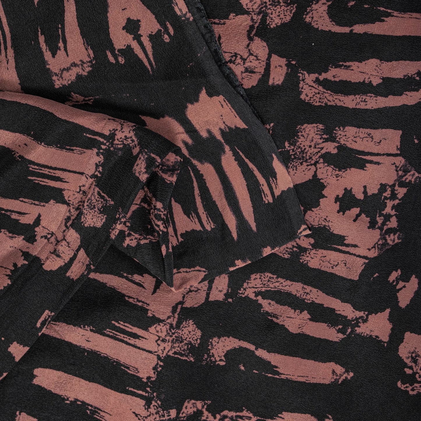 Sanskriti Vintage Saree Black Pure Crepe Abstract Printed Sari 5+Yd Craft Fabric