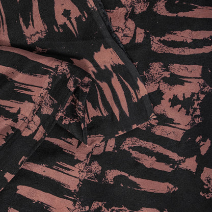 Sanskriti Vintage Saree Black Pure Crepe Abstract Printed Sari 5+Yd Craft Fabric