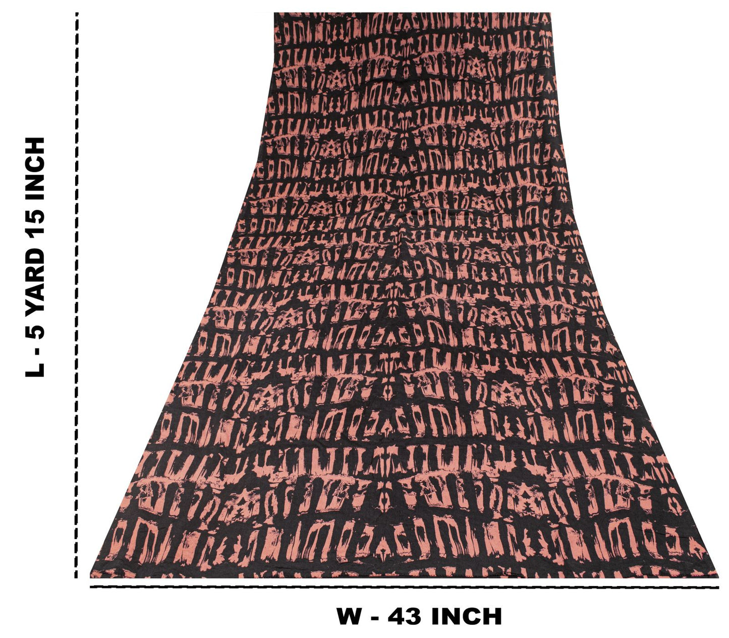 Sanskriti Vintage Saree Black Pure Crepe Abstract Printed Sari 5+Yd Craft Fabric