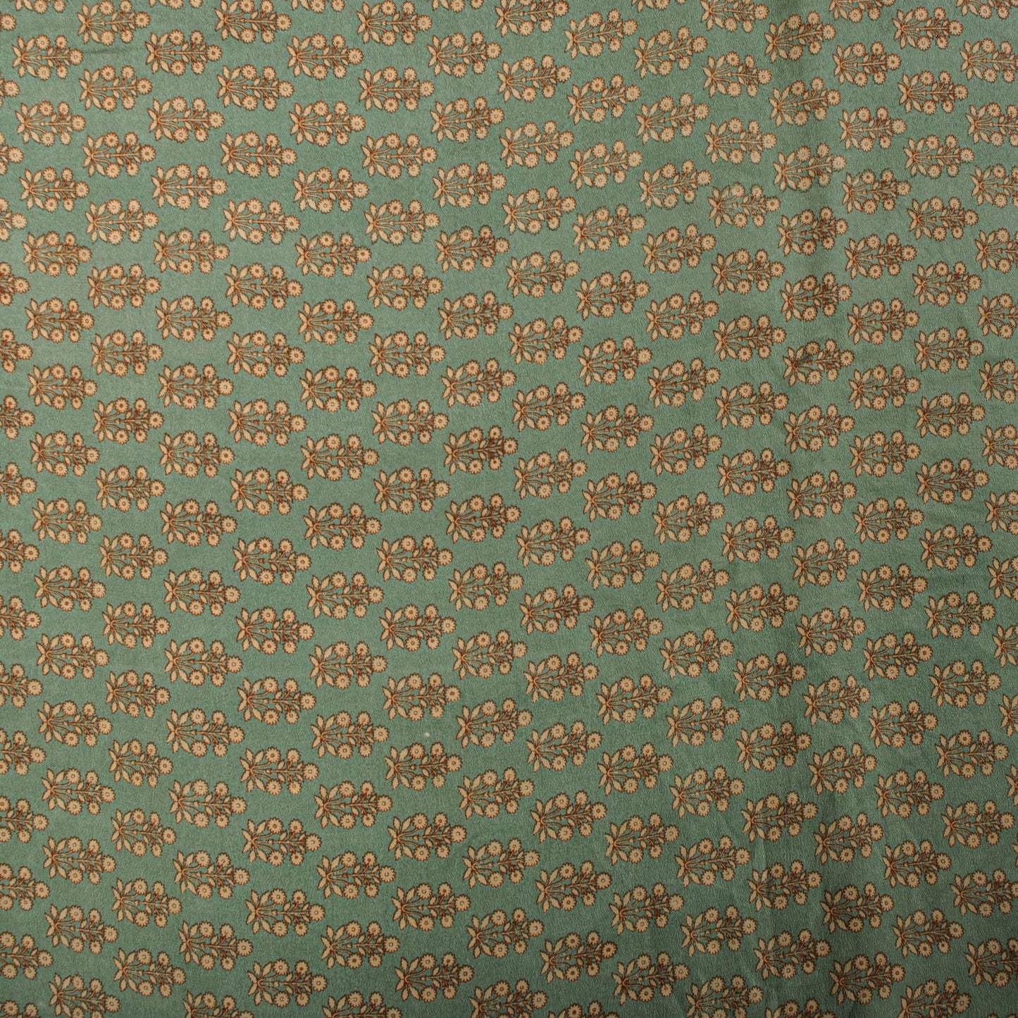 Sanskriti Vintage Green Saree Pure Crepe Floral Printed Sari 5.5+Yd Craft Fabric