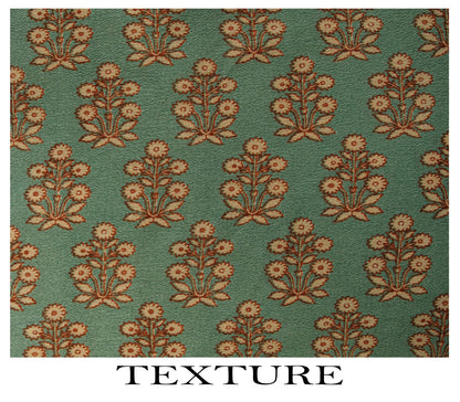 Sanskriti Vintage Green Saree Pure Crepe Floral Printed Sari 5.5+Yd Craft Fabric