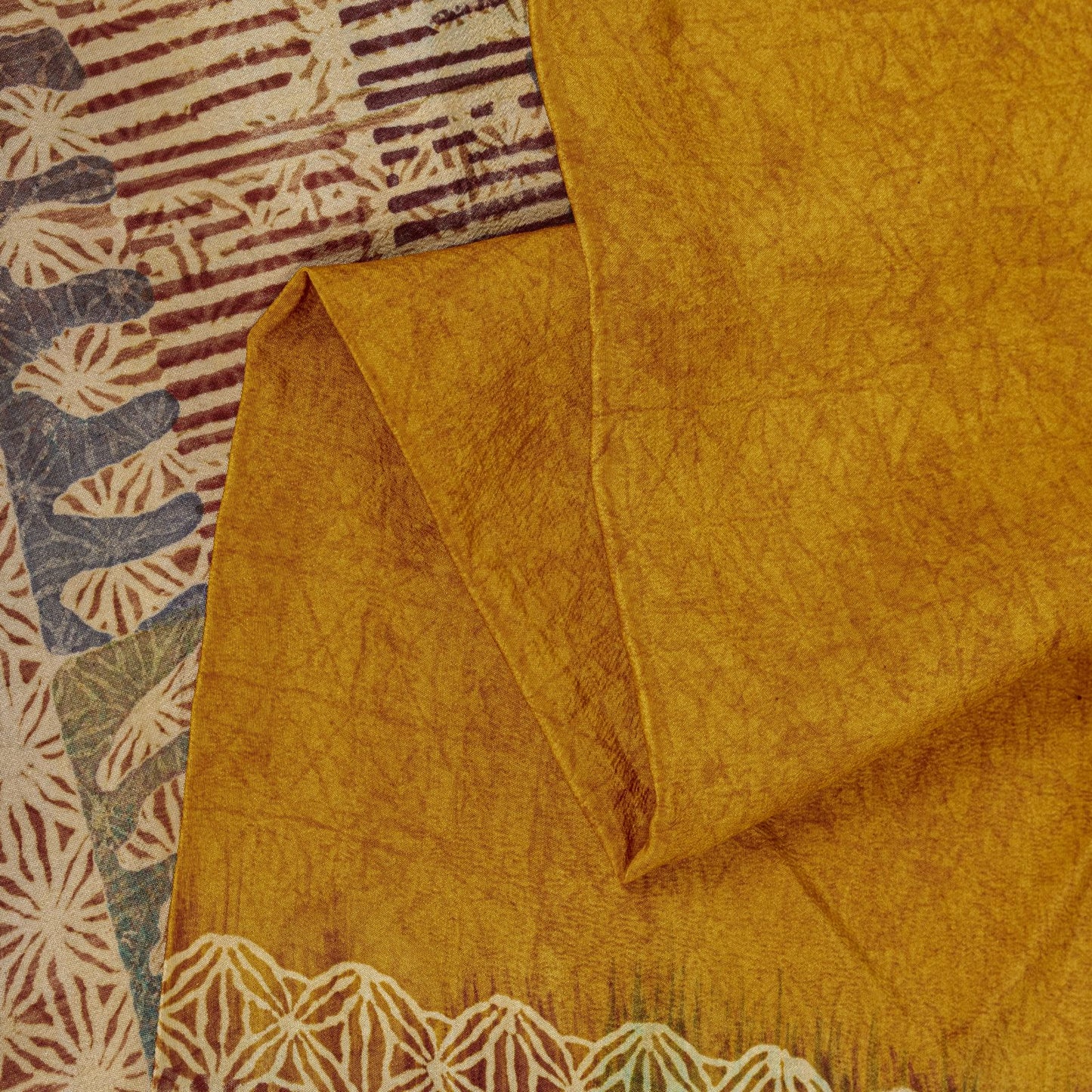 Sanskriti Vintage Saree Orange Pure Crepe Abstract Printed Sari 5.5+Yard Fabric
