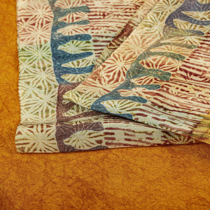 Sanskriti Vintage Saree Orange Pure Crepe Abstract Printed Sari 5.5+Yard Fabric