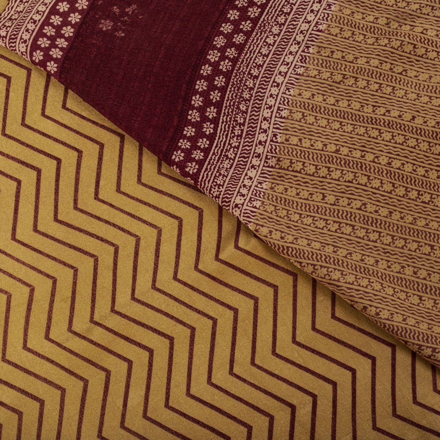 Sanskriti Vintage Saree Beige Pure Crepe Floral Print Sari 5.5+Yard Craft Fabric
