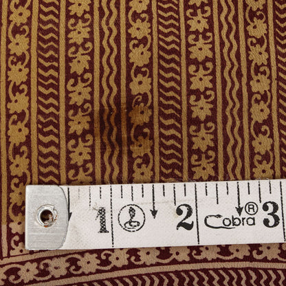 Sanskriti Vintage Saree Beige Pure Crepe Floral Print Sari 5.5+Yard Craft Fabric