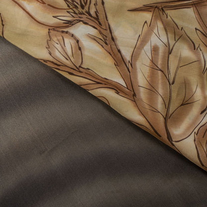 Sanskriti Vintage Saree Gray Pure Crepe Floral Digital Print Sari 5+Yard Fabric