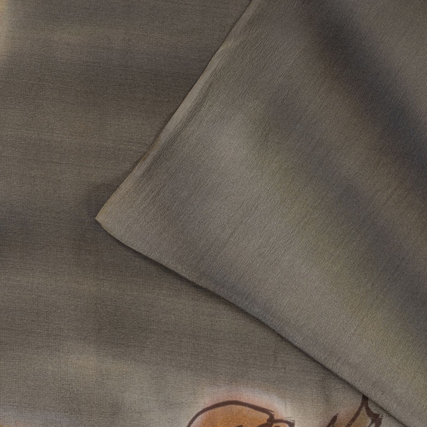 Sanskriti Vintage Saree Gray Pure Crepe Floral Digital Print Sari 5+Yard Fabric