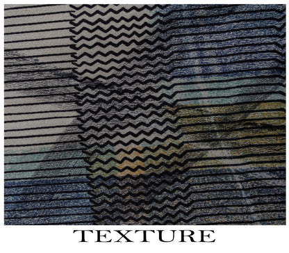 Sanskriti Vintage Saree Gray-Black Pure Crepe Abstract Print Sari 5.5Yard Fabric