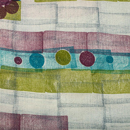 Sanskriti Vintage Saree Blue Pure Crepe Geometric Printed Sari 5.5Yard Fabric