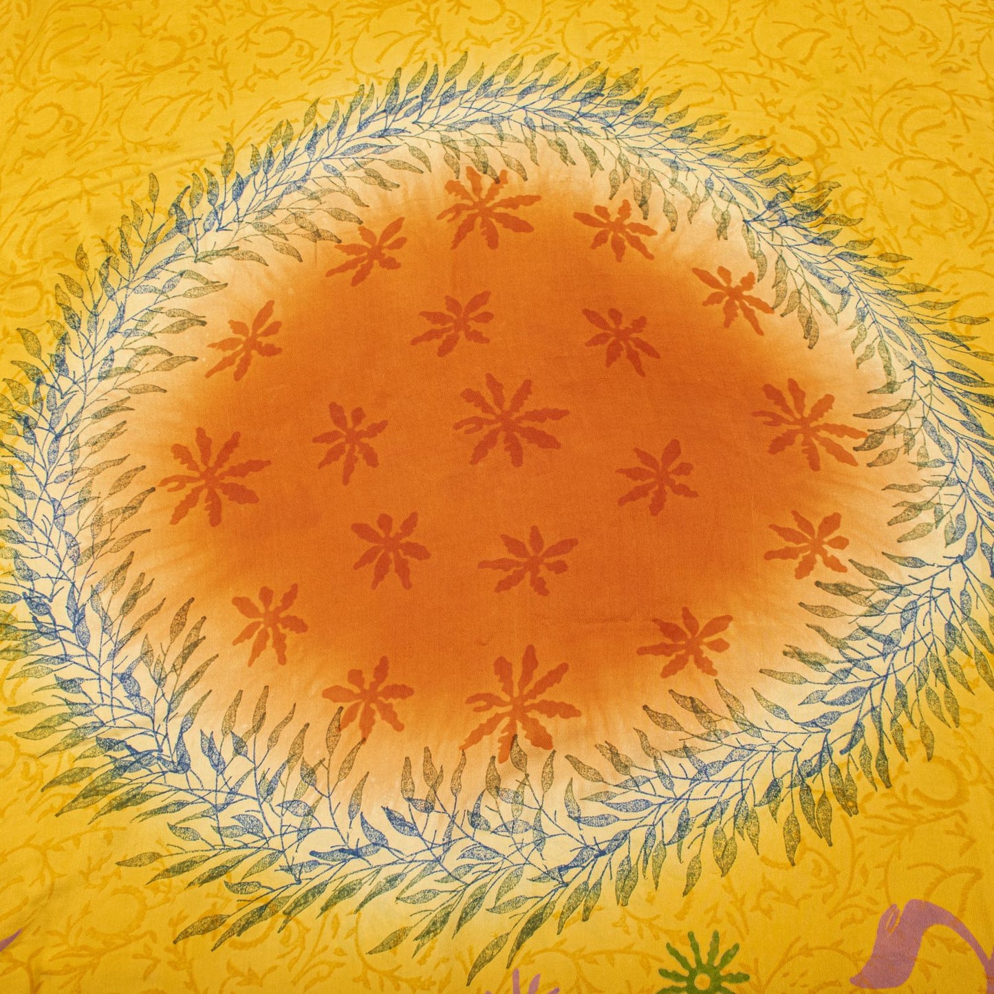 Sanskriti Vintage Saree Yellow Pure Crepe Silk Floral Print Sari 5.5+Yard Fabric
