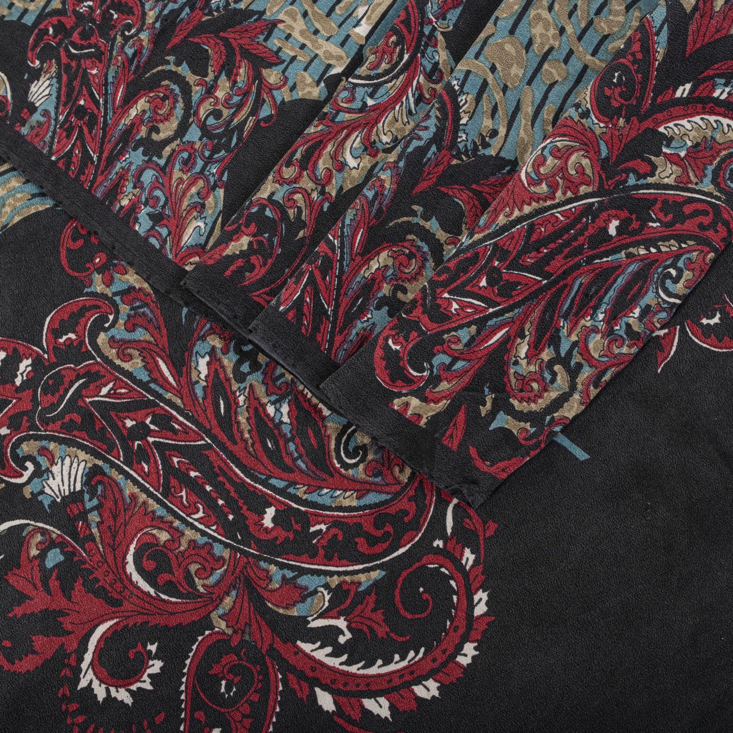 Sanskriti Vintage Saree Blue 100% Pure Crepe Paisley Print Sari 5.5+Yard Fabric