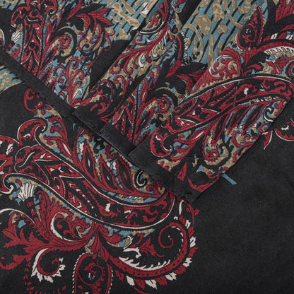 Sanskriti Vintage Saree Blue 100% Pure Crepe Paisley Print Sari 5.5+Yard Fabric