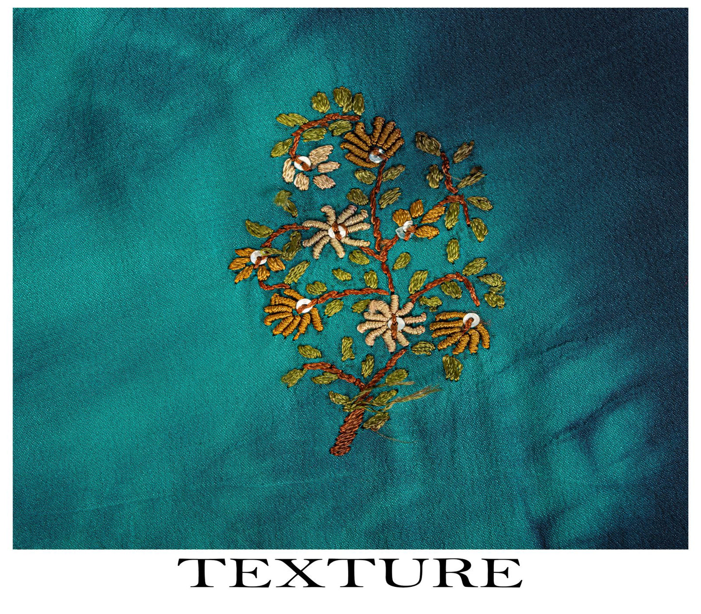 Sanskriti Vintage Saree Blue Pure Crepe Tie-Dye-Hand Embroidered Sari Fabric