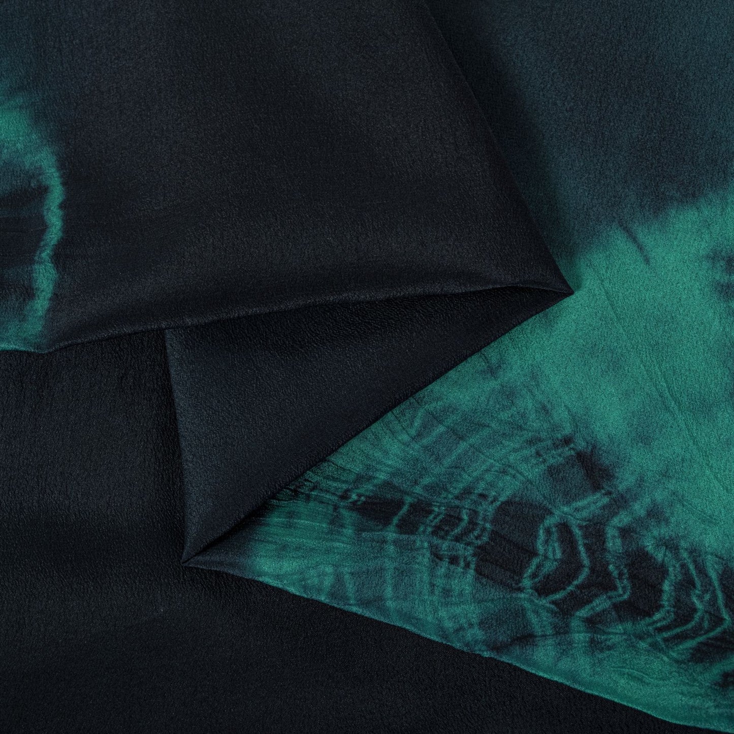 Sanskriti Vintage Saree Blue Pure Crepe Tie-Dye-Hand Embroidered Sari Fabric