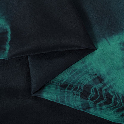 Sanskriti Vintage Saree Blue Pure Crepe Tie-Dye-Hand Embroidered Sari Fabric