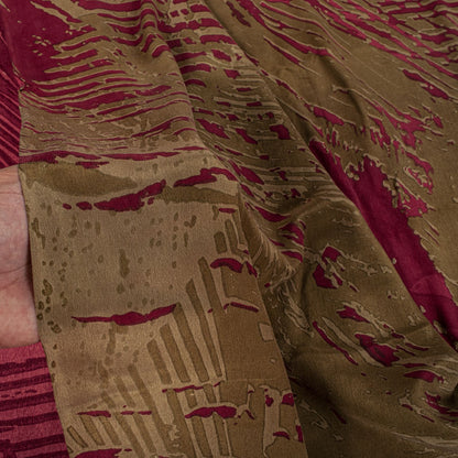 Sanskriti Vintage Saree Maroon Pure Crepe Abstract Printed Sari 5.5+Yard Fabric