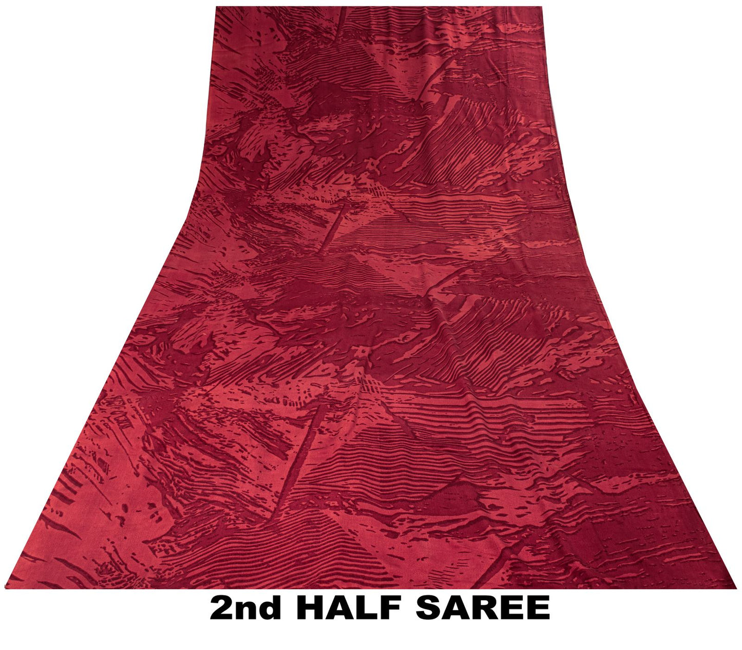 Sanskriti Vintage Saree Maroon Pure Crepe Abstract Printed Sari 5.5+Yard Fabric