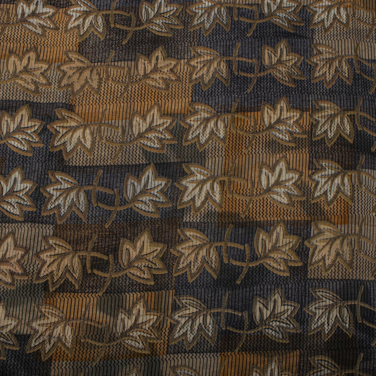Sanskriti Vintage Saree Black Pure Crepe Floral Print Sari 5.5+Yard Craft Fabric