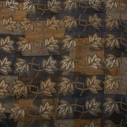 Sanskriti Vintage Saree Black Pure Crepe Floral Print Sari 5.5+Yard Craft Fabric