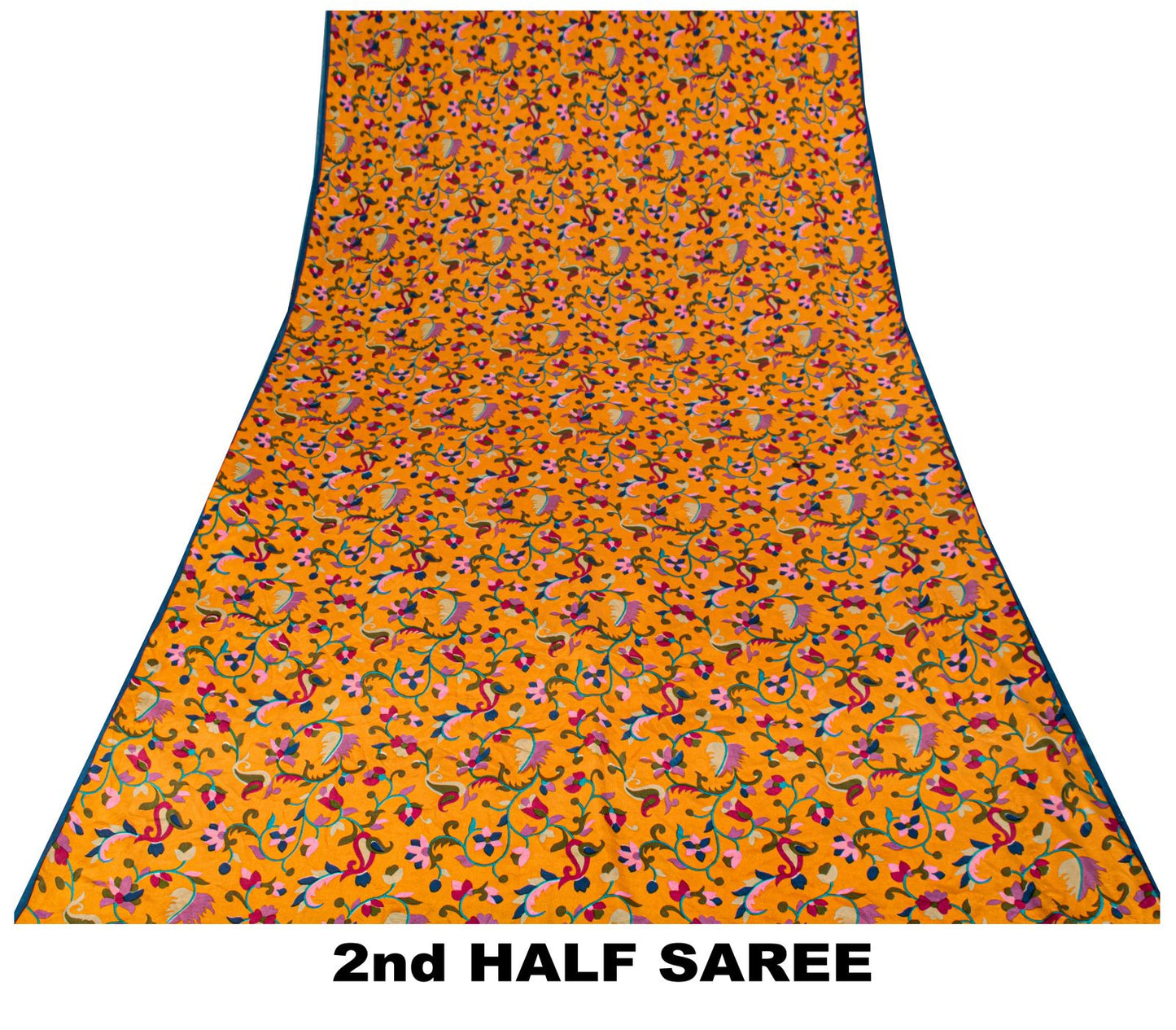 Sanskriti Vintage Saree Yelow Pure Crepe Kani Palla Printed Sari 5.5+Yard Fabric