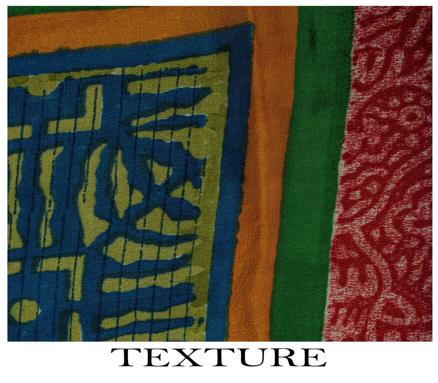 Sanskriti Vintage Saree Blue-Green Pure Crepe Ajrakh Print Sari 5.5+Yard Fabric