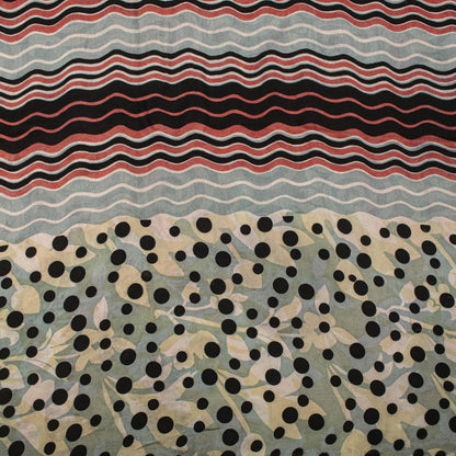 Sanskriti Vintage Saree Gray-Pink Pure Crepe Floral Printed Sari 5.5+Yard Fabric
