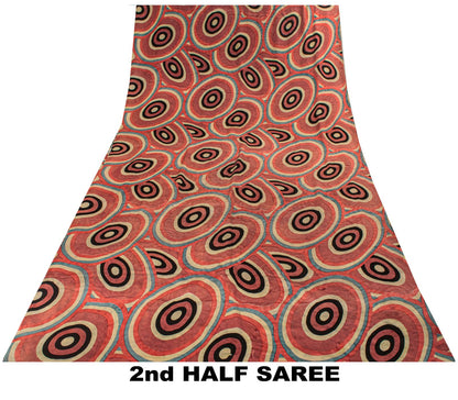 Sanskriti Vintage Saree Gray-Pink Pure Crepe Floral Printed Sari 5.5+Yard Fabric