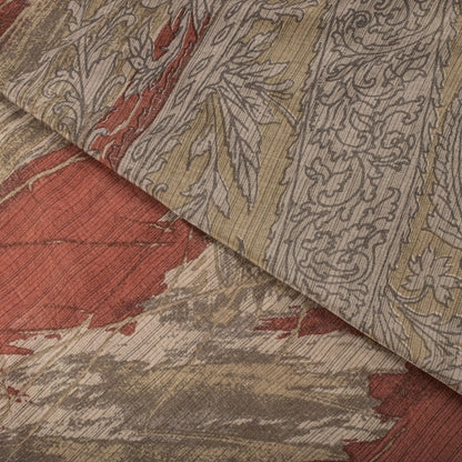 Sanskriti Vintage Saree Pink 100% Pure Crepe Abstract Print Sari 5.5+Yard Fabric