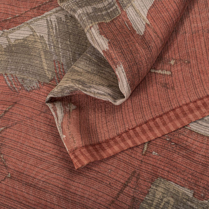 Sanskriti Vintage Saree Pink 100% Pure Crepe Abstract Print Sari 5.5+Yard Fabric