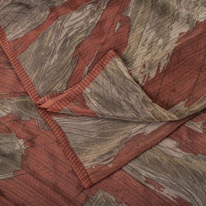 Sanskriti Vintage Saree Pink 100% Pure Crepe Abstract Print Sari 5.5+Yard Fabric