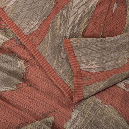 Sanskriti Vintage Saree Pink 100% Pure Crepe Abstract Print Sari 5.5+Yard Fabric