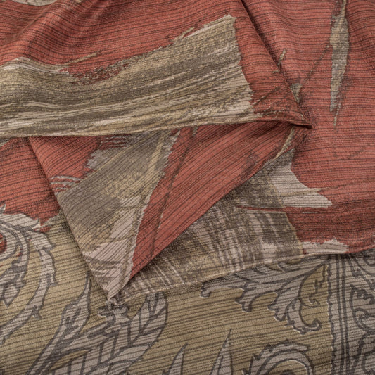 Sanskriti Vintage Saree Pink 100% Pure Crepe Abstract Print Sari 5.5+Yard Fabric
