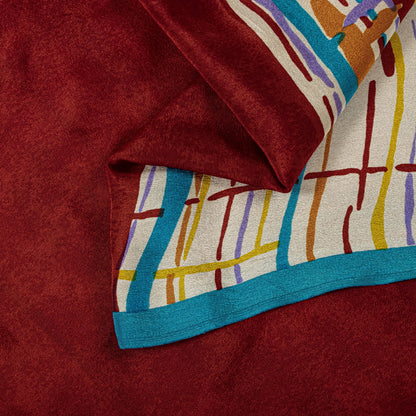 Sanskriti Vintage Saree Red Pure Crepe Silk Abstract Printed Sari 5+Yard Fabric