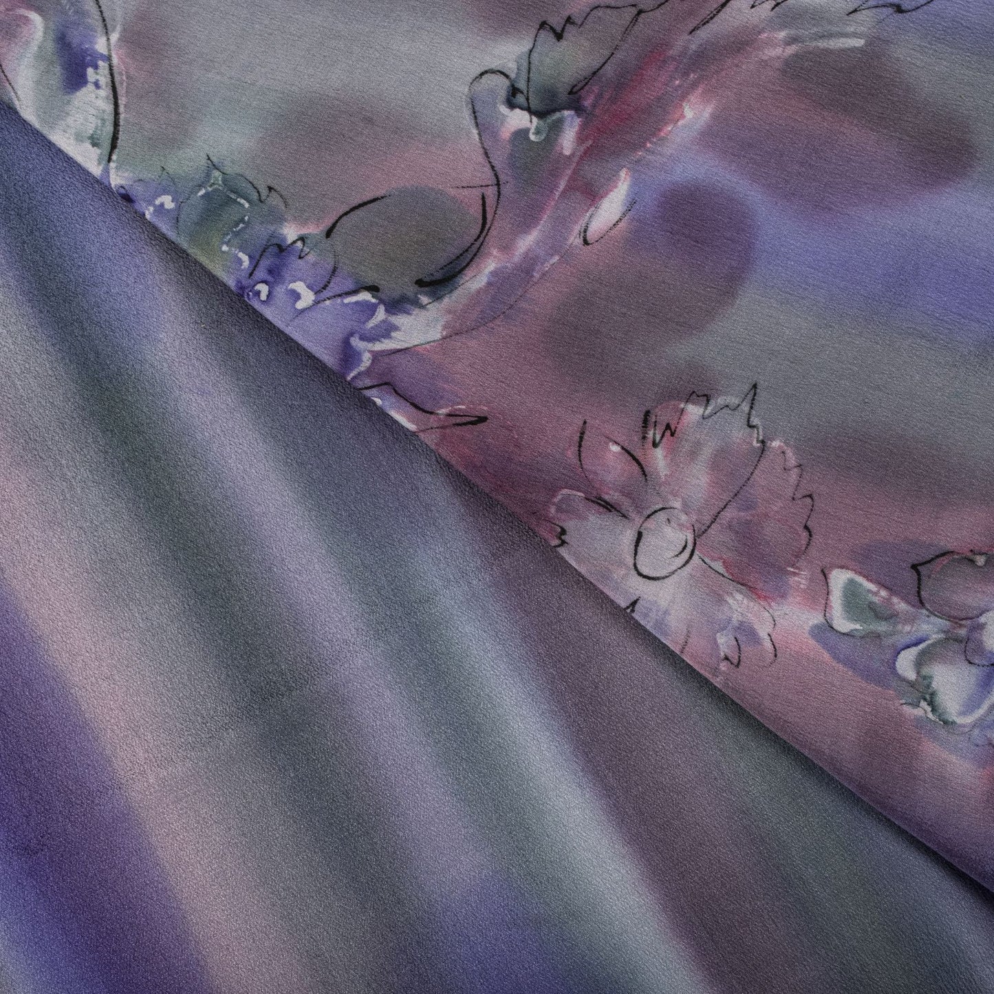 Sanskriti Vintage Saree Blue 100% Pure Crepe Digital Print Sari 5.5+Yard Fabric