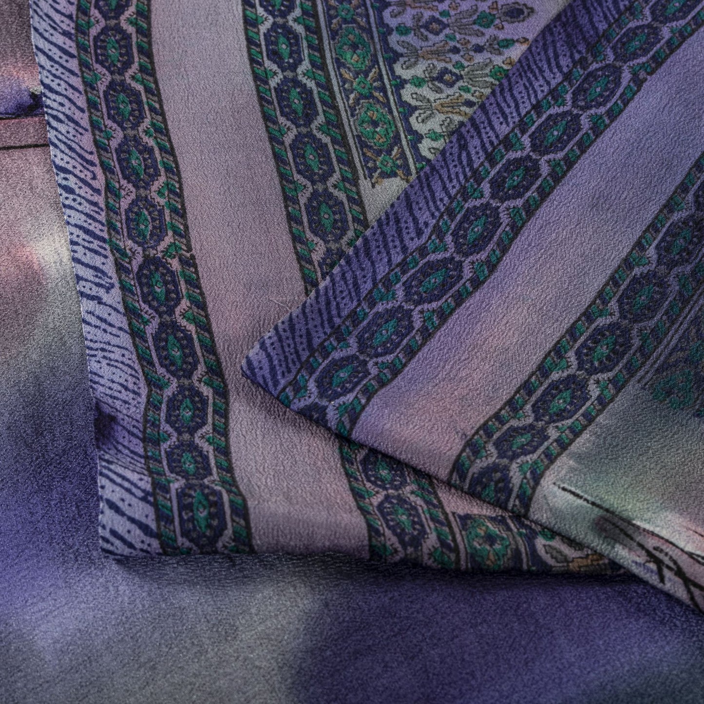 Sanskriti Vintage Saree Blue 100% Pure Crepe Digital Print Sari 5.5+Yard Fabric