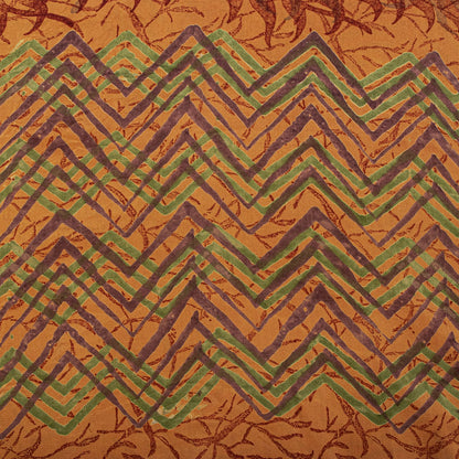 Sanskriti Vintage Saree Orange Pure Crepe Silk Floral Print Sari 5.5+Yard Fabric