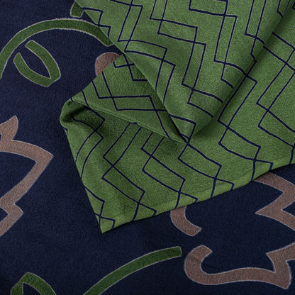 Sanskriti Vintage Saree Blue-Green Pure Crepe Floral Print Sari 5.5+Yard Fabric