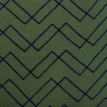 Sanskriti Vintage Saree Blue-Green Pure Crepe Floral Print Sari 5.5+Yard Fabric