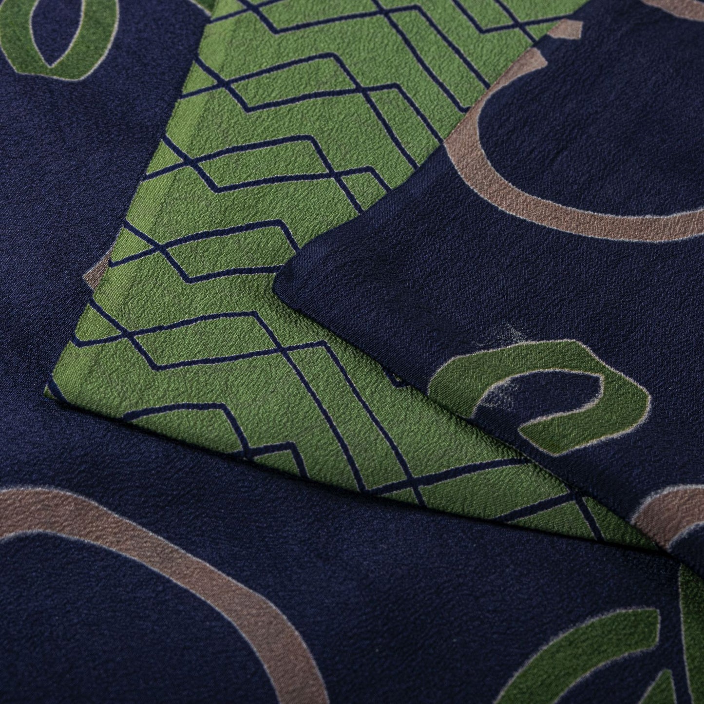 Sanskriti Vintage Saree Blue-Green Pure Crepe Floral Print Sari 5.5+Yard Fabric