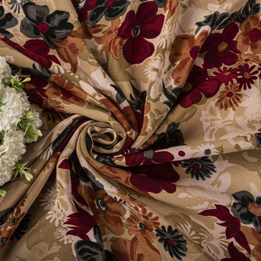 Sanskriti Vintage Saree Multicolor Pure Crepe Digital Print Sari 5.5+Yard Fabric