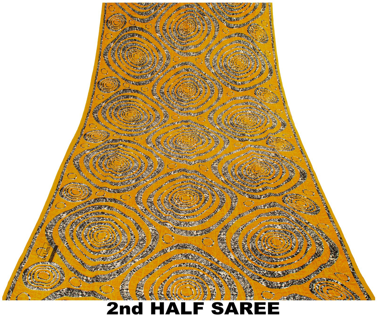 Sanskriti Vintage Saree Yellow Pure Crepe Geometric Print Sari 5.5+Yard Fabric